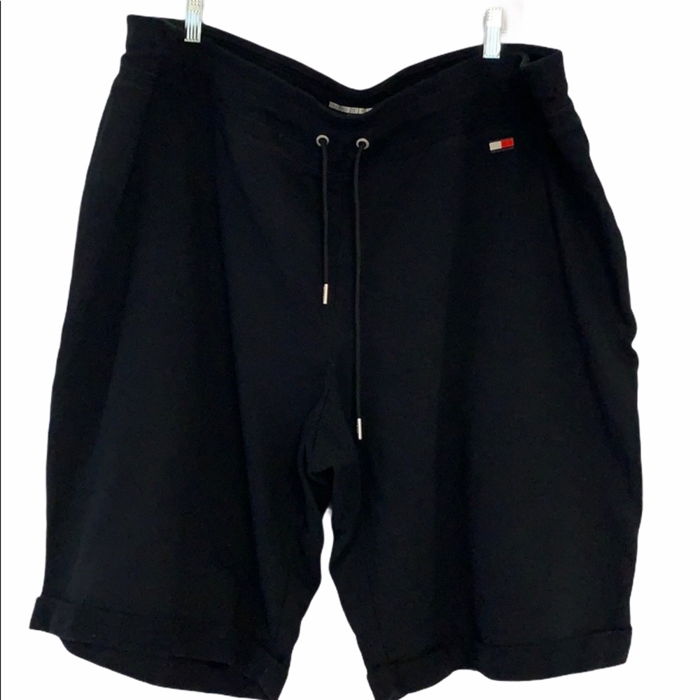 Tommy Hilfiger Black Cotton Rolled Leg Shorts